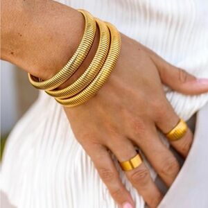 Gold Waterproof Chunky Bangle Bracelet